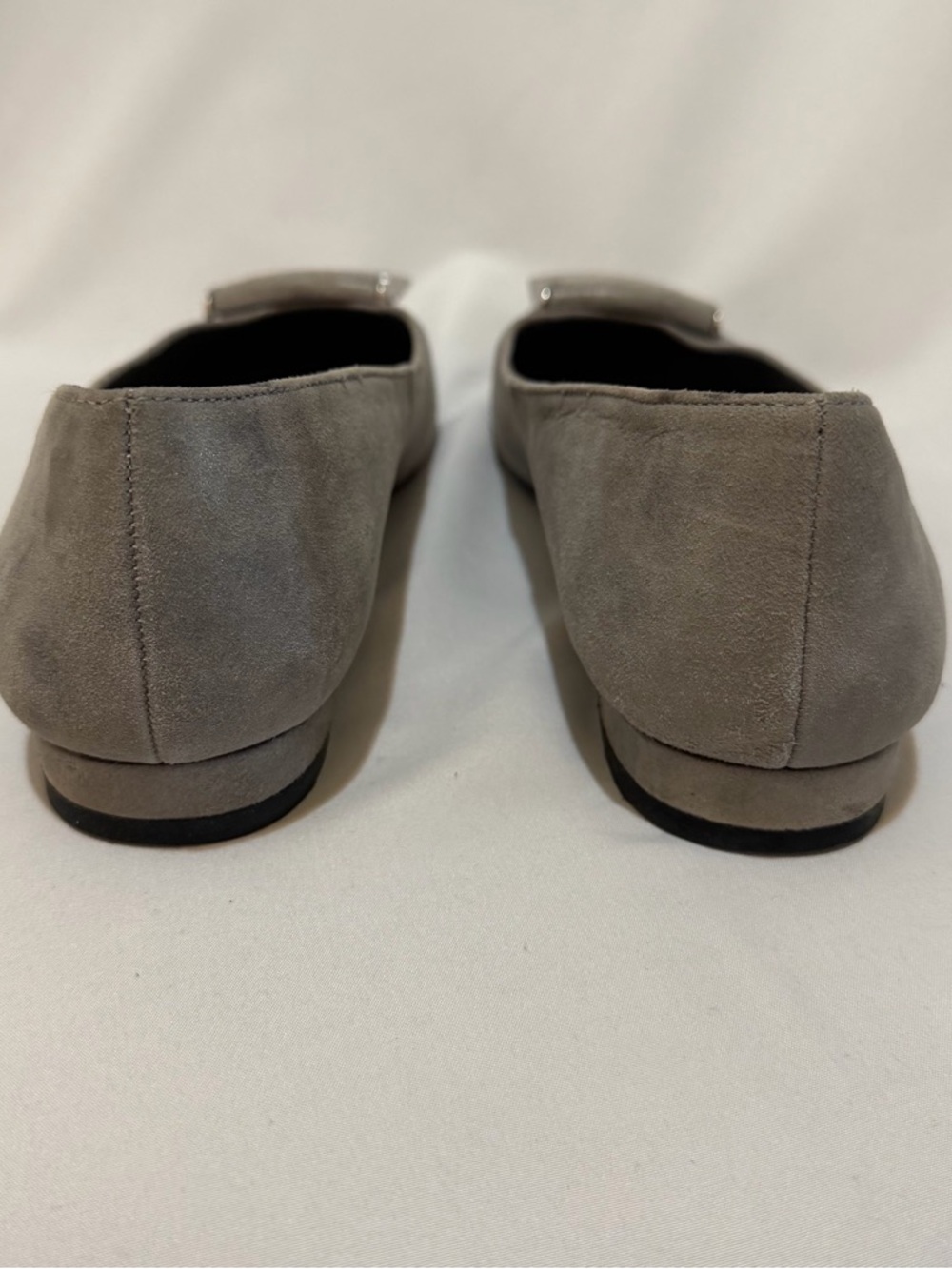 AEROSOLES Gray Suede Loafers with Silver Buckle - Picture 5 of 6